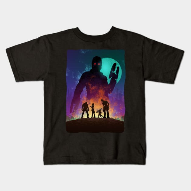 Space Defenders Kids T-Shirt by nabakumov